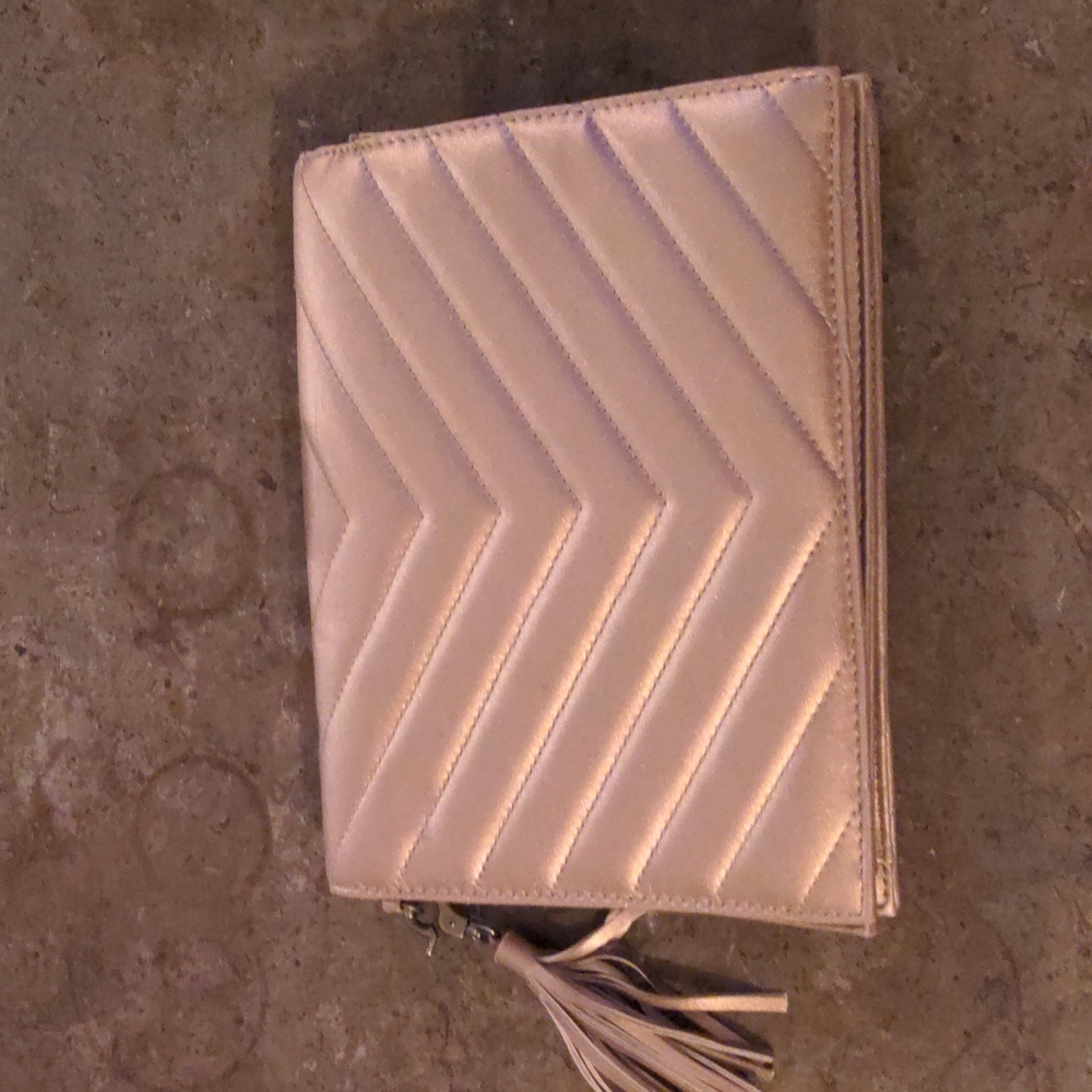Neiman Marcus rose silver clutch